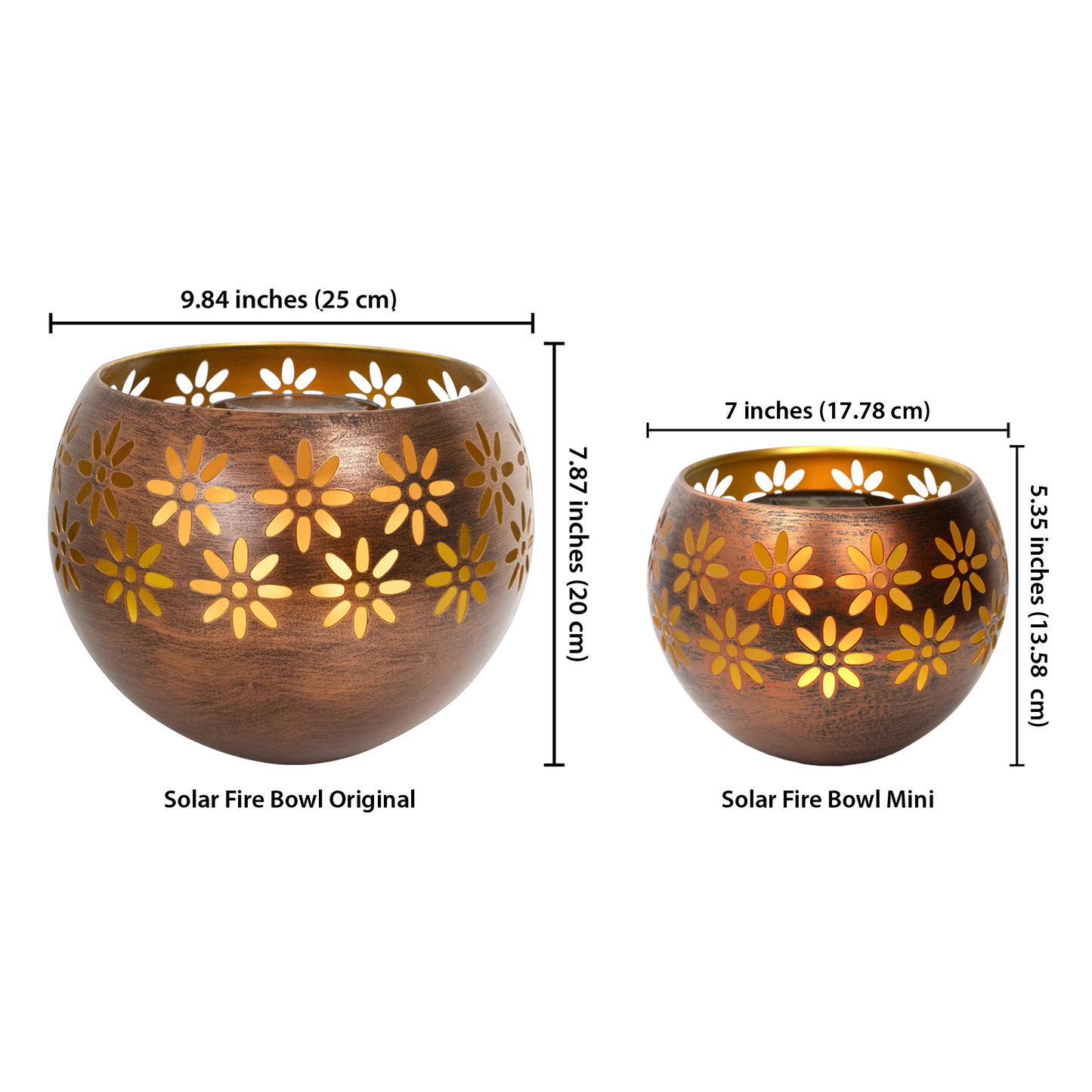 Solar Fire Bowl Mini Bronze Copper - 2 Pack